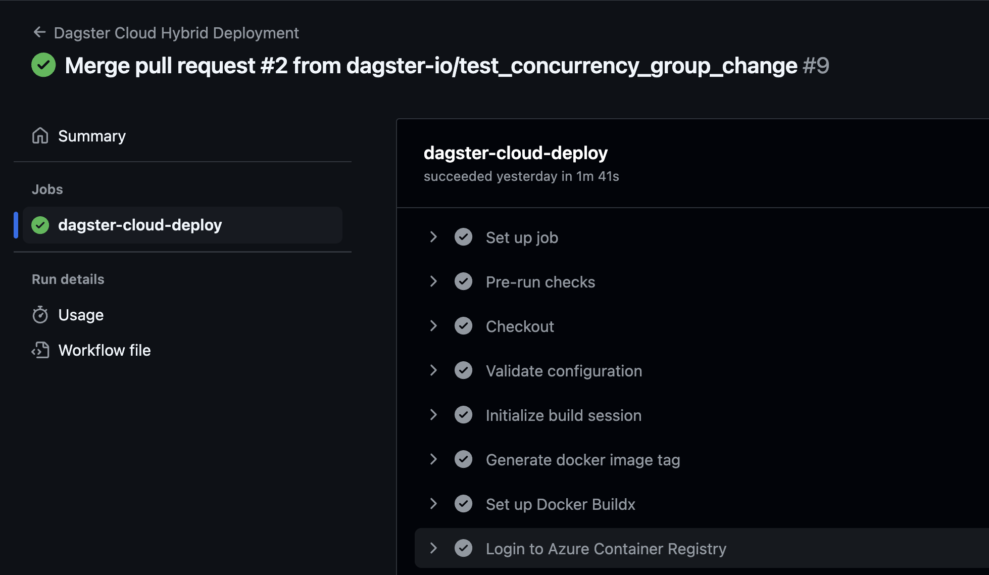 GitHub Actions workflow for deploying user code to Azure Container Registry